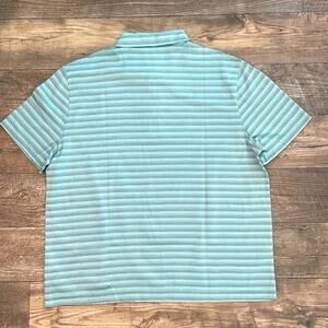 Jos A Bank Traveller Polo Shirt Mens XL Green Striped Cotton Short Sleeve